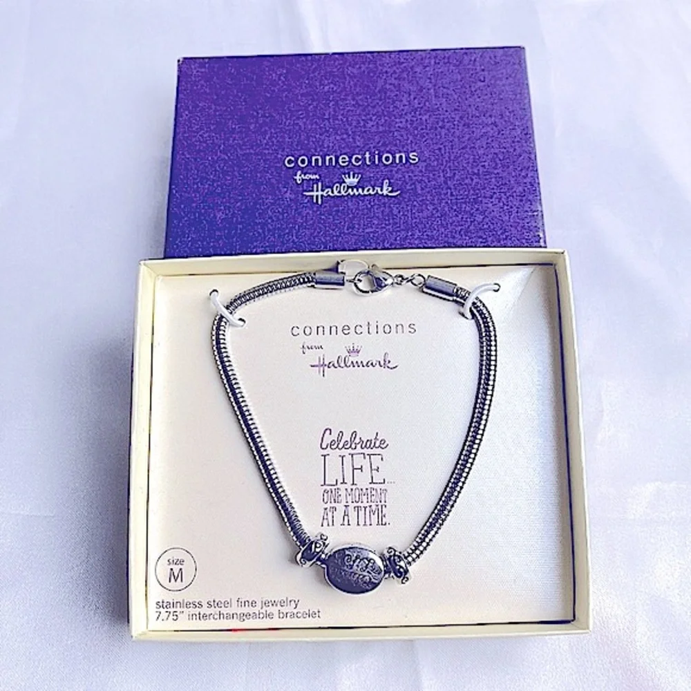 Hallmark Connection Stainless Steel Silver Bracelet Keepsake Celebrate Life - Picture 3 of 9